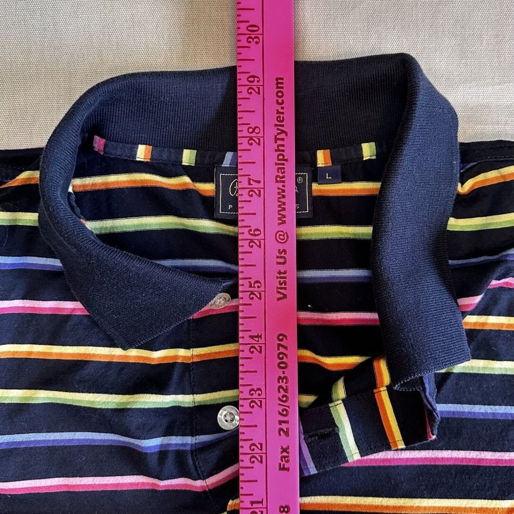 Bobby Jones Player Polo L Black Multi color Stripe Short Sleeve Shirt - Picture 5 of 6